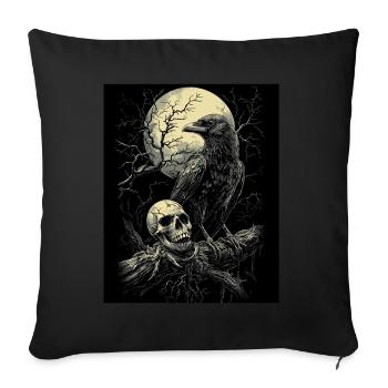 Raven Skull Moon Dark Gothic Black Crow - Sofa pillowcase 17,3'' x 17,3'' (45 x 45 cm) - black - Front