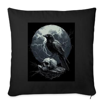 Raven Skull Moon Dark Gothic Black Crow - Sofa pillowcase 17,3'' x 17,3'' (45 x 45 cm) - black - Front