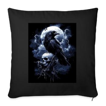 Raven Skull Moon Dark Gothic Black Crow - Sofa pillowcase 17,3'' x 17,3'' (45 x 45 cm) - black - Front