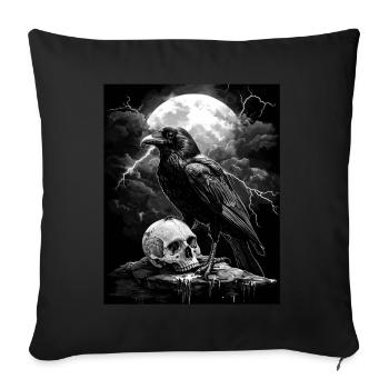 Raven Skull Moon Dark Gothic Black Crow - Sofa pillowcase 17,3'' x 17,3'' (45 x 45 cm) - black - Front