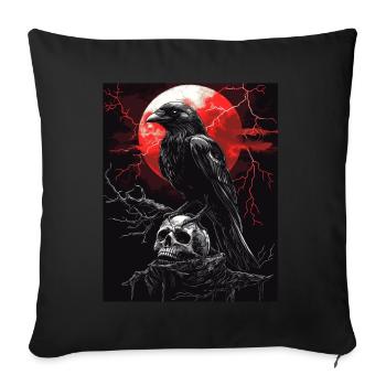 Raven Skull Moon Dark Gothic Black Crow - Sofa pillowcase 17,3'' x 17,3'' (45 x 45 cm) - black - Front