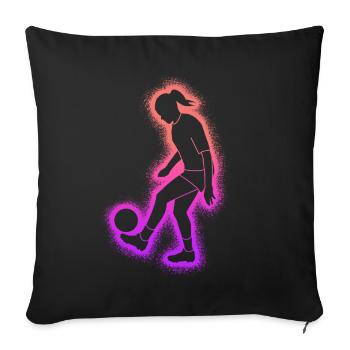 Football Joueur de football Femmes Joueur de football - Housse de coussin décorative 45 x 45 cm - noir - Devant
