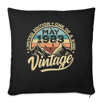 Geburtstag Vintage Mai 1983 original May 1983 - Sofakissenbezug 45 x 45 cm - Schwarz - Vorne
