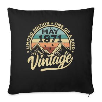 Geburtstag Vintage Mai 1971 original May 1971 - Sofakissenbezug 45 x 45 cm - Schwarz - Vorne