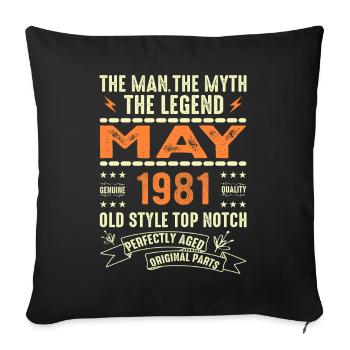 Birthday May 1981 - May 1981 - Sofa pillowcase 17,3'' x 17,3'' (45 x 45 cm) - black - Front