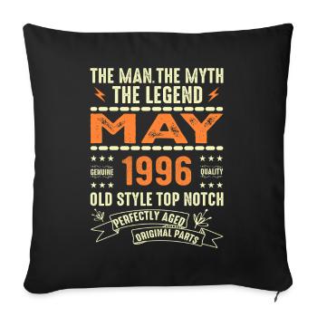 Birthday May 1996 - May 1996 - Sofa pillowcase 17,3'' x 17,3'' (45 x 45 cm) - black - Front
