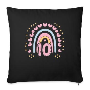 Cute 10th Birthday Heart & Rainbow Design - Sofa pillowcase 17,3'' x 17,3'' (45 x 45 cm) - black - Front