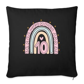 Cute 10th Birthday Heart & Rainbow Design - Sofa pillowcase 17,3'' x 17,3'' (45 x 45 cm) - black - Front