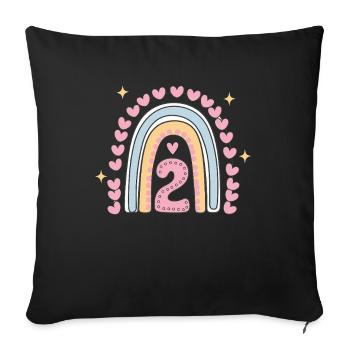 Coeur mignon 2e anniversaire et design arc-en-ciel - Housse de coussin décorative 45 x 45 cm - noir - Devant