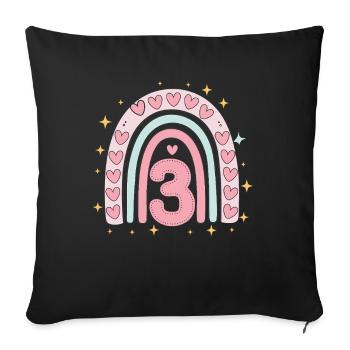 Cute 3rd Birthday Heart & Rainbow Design - Sofa pillowcase 17,3'' x 17,3'' (45 x 45 cm) - black - Front