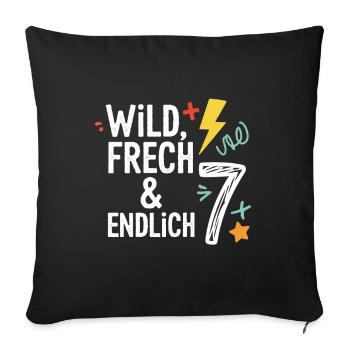 Sauvage, effronté et enfin 7 ans 7e anniversaire - Housse de coussin décorative 45 x 45 cm - noir - Devant