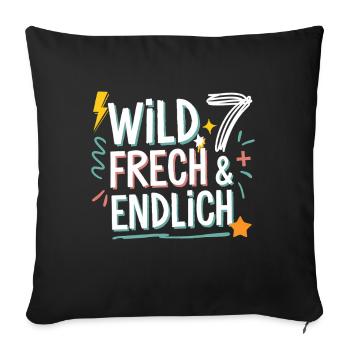 Sauvage, effronté et enfin 7 ans 7e anniversaire - Housse de coussin décorative 45 x 45 cm - noir - Devant