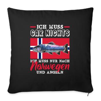 Norvège Pêche Dire Drôle Design - Housse de coussin décorative 45 x 45 cm - noir - Devant