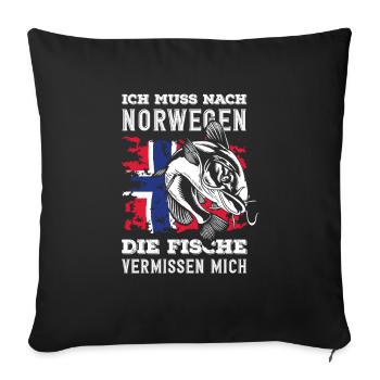 Norvège Pêche Dire Drôle Design - Housse de coussin décorative 45 x 45 cm - noir - Devant