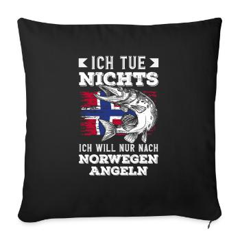 Norvège Pêche Dire Drôle Design - Housse de coussin décorative 45 x 45 cm - noir - Devant