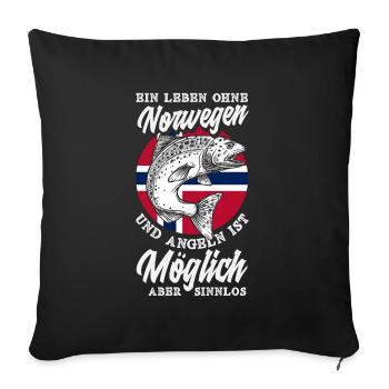 Norvège Pêche Dire Drôle Design - Housse de coussin décorative 45 x 45 cm - noir - Devant