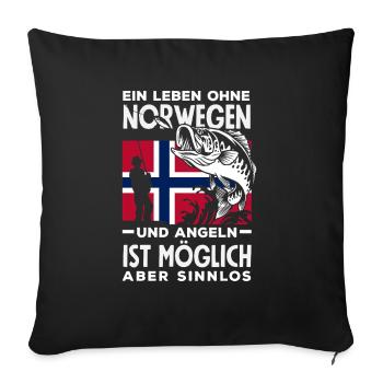 Norvège Pêche Dire Drôle Design - Housse de coussin décorative 45 x 45 cm - noir - Devant