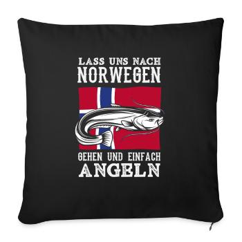 Norvège Pêche Dire Drôle Design - Housse de coussin décorative 45 x 45 cm - noir - Devant