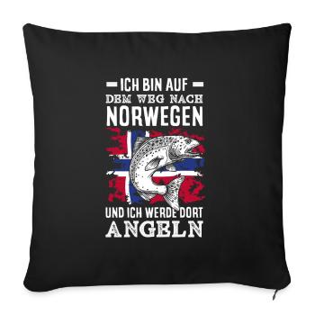 Norvège Pêche Dire Drôle Design - Housse de coussin décorative 45 x 45 cm - noir - Devant
