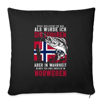 Norvège Pêche Dire Drôle Design - Housse de coussin décorative 45 x 45 cm - noir - Devant