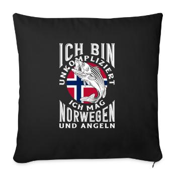 Norvège Pêche Dire Drôle Design - Housse de coussin décorative 45 x 45 cm - noir - Devant