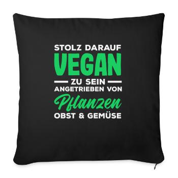 Attention I'm Vegan Funny Vegan Gift - Sofa pillowcase 17,3'' x 17,3'' (45 x 45 cm) - black - Front