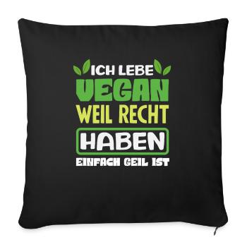 Attention I'm Vegan Funny Vegan Gift - Sofa pillowcase 17,3'' x 17,3'' (45 x 45 cm) - black - Front