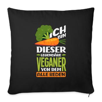 Attention I'm Vegan Funny Vegan Gift - Sofa pillowcase 17,3'' x 17,3'' (45 x 45 cm) - black - Front