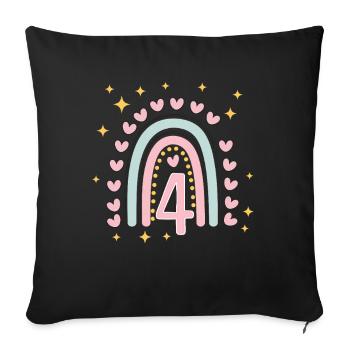 Coeur mignon 4e anniversaire et design arc-en-ciel - Housse de coussin décorative 45 x 45 cm - noir - Devant