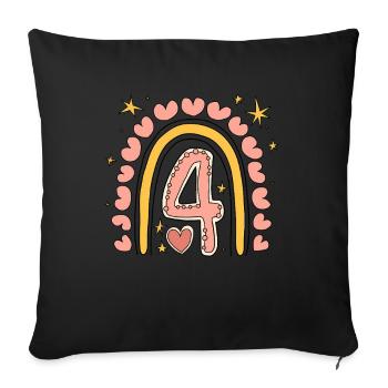 Coeur mignon 4e anniversaire et design arc-en-ciel - Housse de coussin décorative 45 x 45 cm - noir - Devant