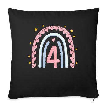 Coeur mignon 4e anniversaire et design arc-en-ciel - Housse de coussin décorative 45 x 45 cm - noir - Devant