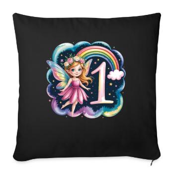 1er anniversaire elfe fée fille chemise d’anniversaire - Housse de coussin décorative 45 x 45 cm - noir - Devant
