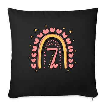 Coeur mignon de 7e anniversaire et design arc-en-ciel - Housse de coussin décorative 45 x 45 cm - noir - Devant