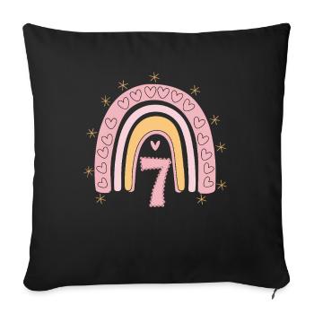 Coeur mignon de 7e anniversaire et design arc-en-ciel - Housse de coussin décorative 45 x 45 cm - noir - Devant