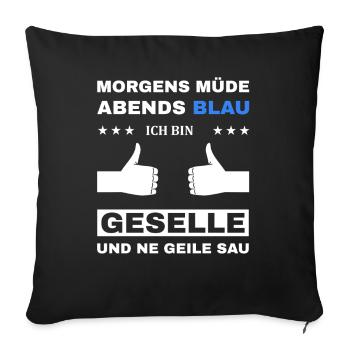 Geselle Facharbeiter Azubi Prüfung - Sofakissenbezug 45 x 45 cm - Schwarz - Vorne
