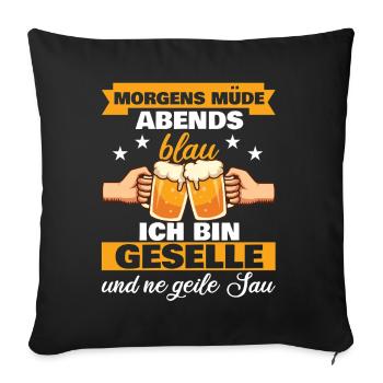 Geselle Facharbeiter Azubi Prüfung - Sofakissenbezug 45 x 45 cm - Schwarz - Vorne