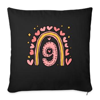 Coeur mignon du 9e anniversaire et design arc-en-ciel - Housse de coussin décorative 45 x 45 cm - noir - Devant