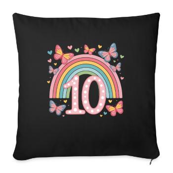 Papillon arc-en-ciel 10e anniversaire fille - Housse de coussin décorative 45 x 45 cm - noir - Devant