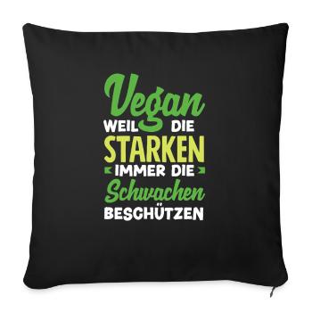 Attention I'm Vegan Funny Vegan Gift - Sofa pillowcase 17,3'' x 17,3'' (45 x 45 cm) - black - Front