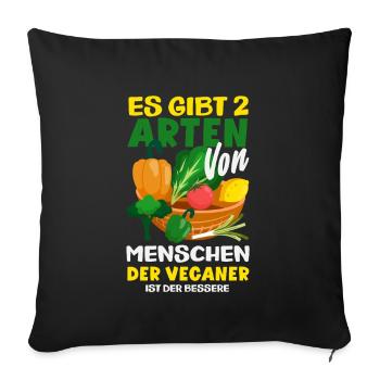 Attention I'm Vegan Funny Vegan Gift - Sofa pillowcase 17,3'' x 17,3'' (45 x 45 cm) - black - Front