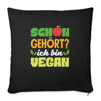 Attention I'm Vegan Funny Vegan Gift - Sofa pillowcase 17,3'' x 17,3'' (45 x 45 cm) - black - Front