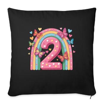 Rainbow Butterfly 2nd Birthday Girl - Sofa pillowcase 17,3'' x 17,3'' (45 x 45 cm) - black - Front
