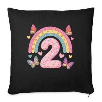 Rainbow Butterfly 2nd Birthday Girl - Sofa pillowcase 17,3'' x 17,3'' (45 x 45 cm) - black - Front