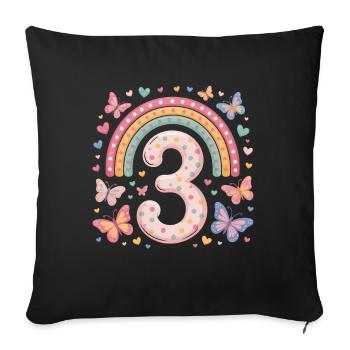 Rainbow Butterfly 3rd Birthday Girl - Sofa pillowcase 17,3'' x 17,3'' (45 x 45 cm) - black - Front