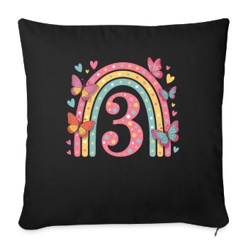 Rainbow Butterfly 3rd Birthday Girl - Sofa pillowcase 17,3'' x 17,3'' (45 x 45 cm) - black - Front