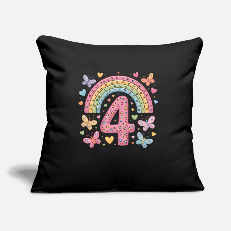 Regenbogen Schmetterling 4. Geburtstag Mädchen Sofakissenbezug 45 x 45 cm