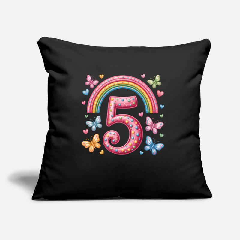 Regenbogen Schmetterling 5. Geburtstag Mädchen Sofakissenbezug 45 x 45 cm