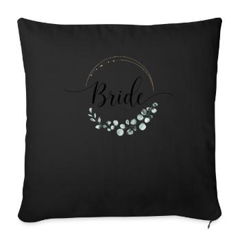 Braut Blumenkranz Eukalyptus JGA Hochzeit - Sofakissenbezug 45 x 45 cm - Schwarz - Vorne