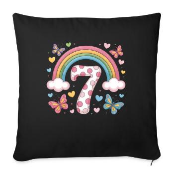 Rainbow Butterfly 7th Birthday Girl - Sofa pillowcase 17,3'' x 17,3'' (45 x 45 cm) - black - Front