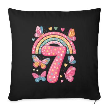 Rainbow Butterfly 7th Birthday Girl - Sofa pillowcase 17,3'' x 17,3'' (45 x 45 cm) - black - Front